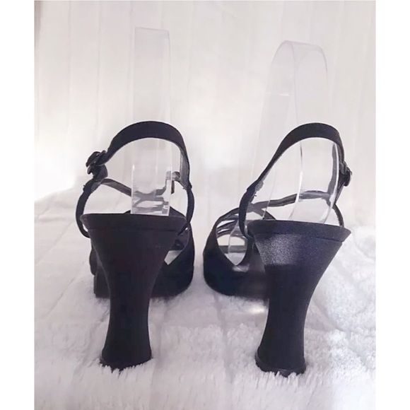 Stuart Weitzman Black Strappy Slingback HeSize 8.5B | Vintage Evening Sandals - Picture 4 of 8